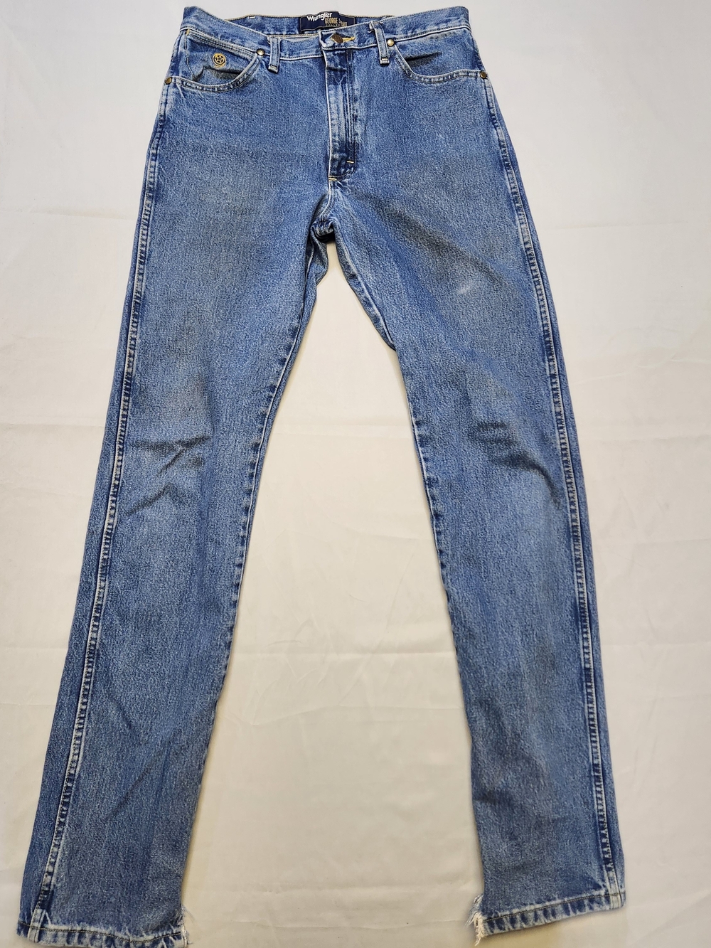 Wrangler George Strait Jeans Mens 31x38 Regular Straight Denim Med Distressed